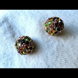 Gold tone Rainbow ball earrings
